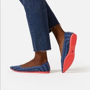 RETIRED Rothy’s Indigo Gingham Point flats Size 7